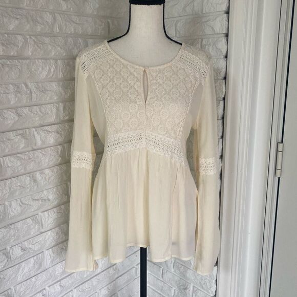 Bohemian Flowy Top with Crochet Detailing - Picture 1 of 5